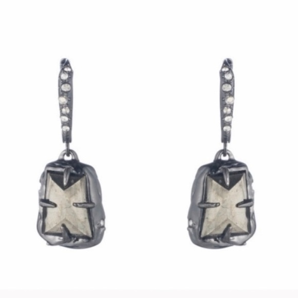 ALEXIS BITTAR • NEW Elements Pyrite Stone Rocky Drop Gunmetal Earrings - Picture 10 of 13